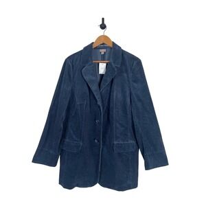 J. Jill Corduroy Blazer Jacket Blue Petite Large Button Front Pockets NWT